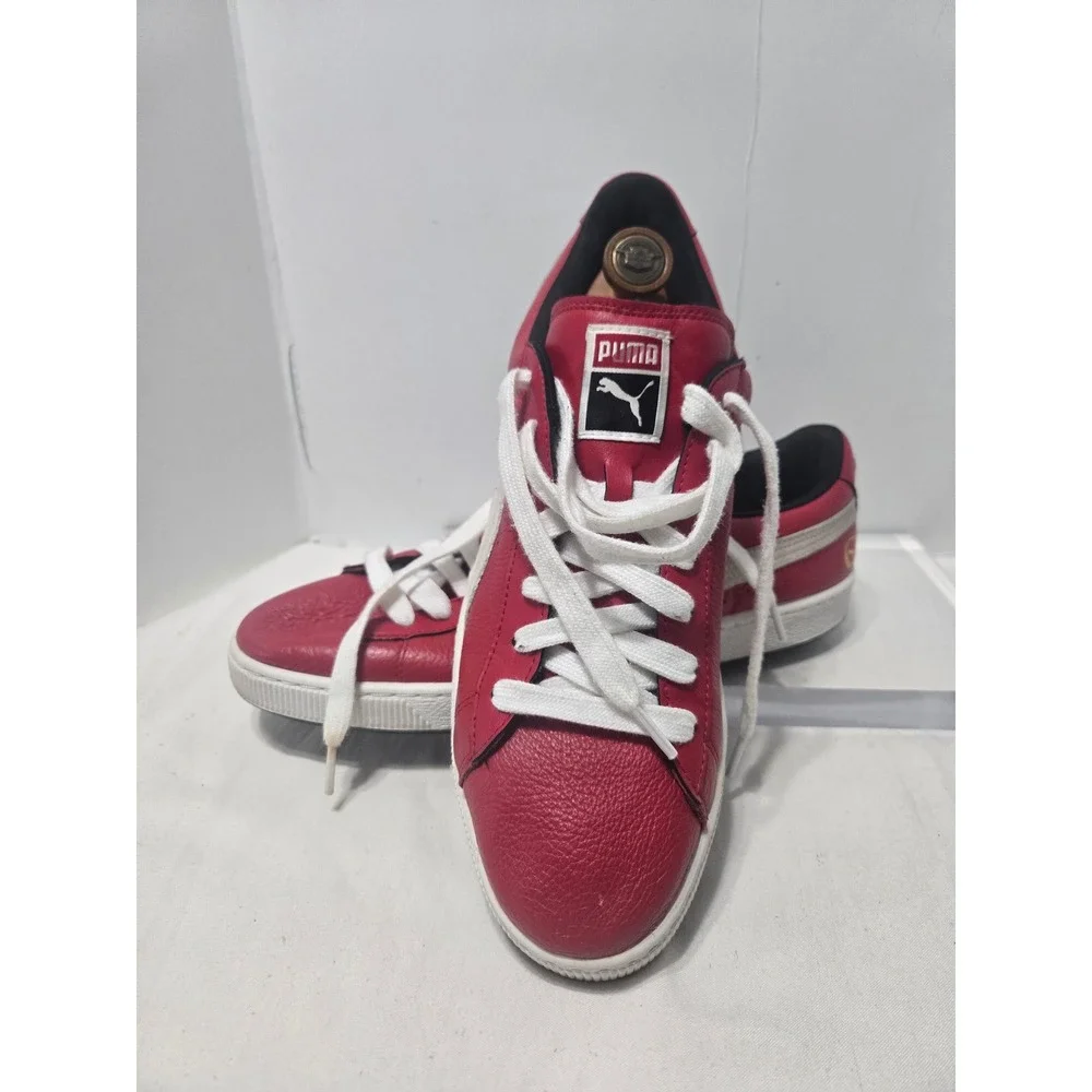 Puma Beijing 2008 Olympic Red Pebbled Leather Low Top Sneakers Mens
